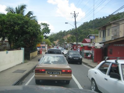 Typical traffic around Port of Spain