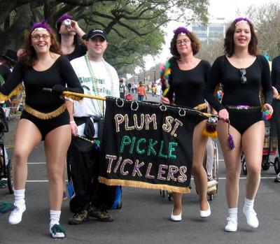 A mini parade marches by