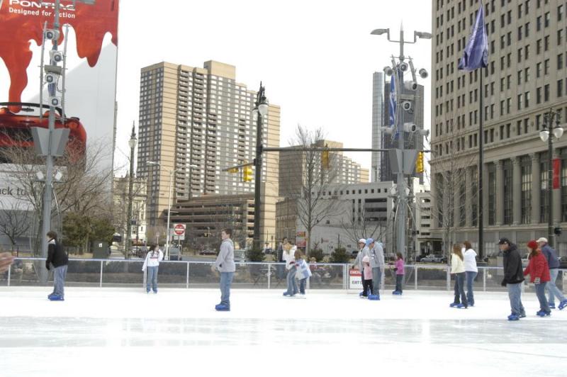 Ice skating at Campus Martius