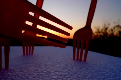 Forks at sunset
