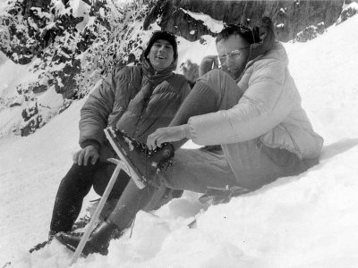 RV et JM au pied de l'Ossau en hiver