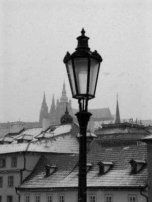 Lantern & Castle BW Prague