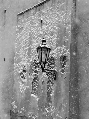 Lantern in Prague BW