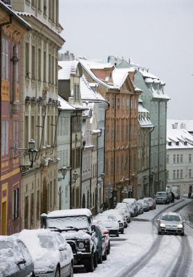 Prague in the snow