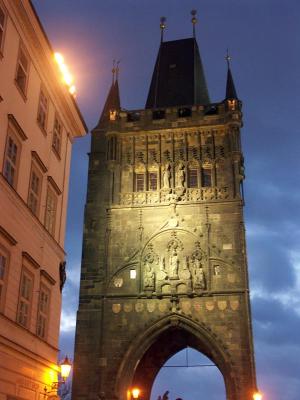 Karlov Bridge Tower at night