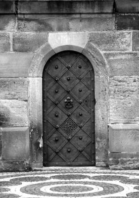 Stare Mesto Radnice Doorway BW