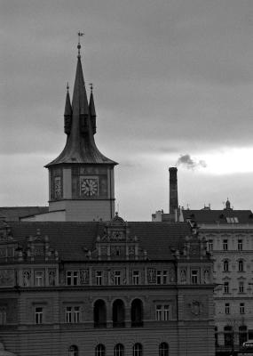 Antique and modern in Prague BW