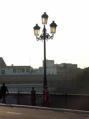 Lantern in Seville on Guadalquivir bridge