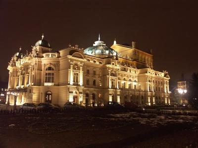 The Juliusz Slowacki Theatre by night