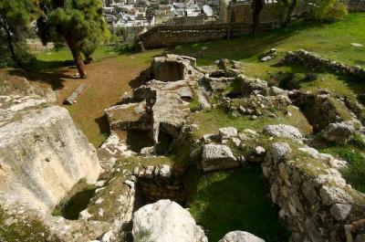 D2X_8228. Ruins of courtyard where Peter denied Jesus at Caiaphas' house
