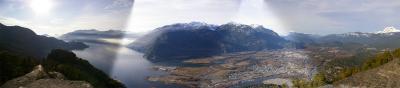 Panorama from the Chief.  Squamish below.