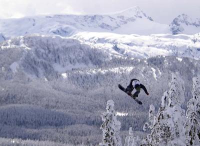 Snowboarder grabs some air