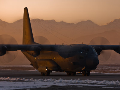 RAAF C130 in the evening light, Kabul