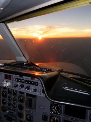 Sunset in the cockpit