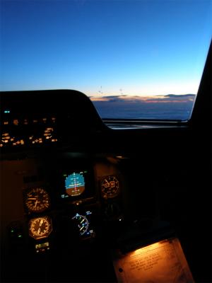 Cockpit during sunrise