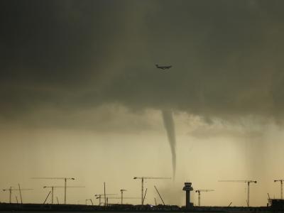 Tornado and airplane at Barcelona