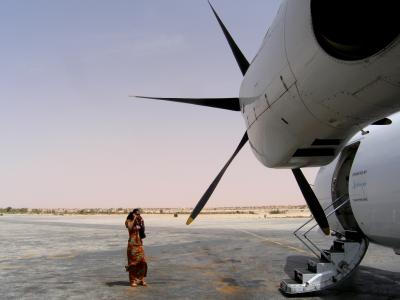 Woman and aircraft