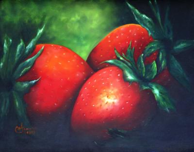 STILL LIFE STRAWBERRIES 20 x 16 Oil on Canvas.    SOLD