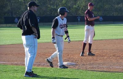 jared on third base with coach snider
