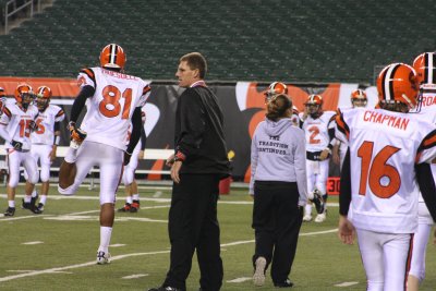 coach giesting and kara before the game