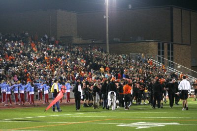 crowd in brown stadium for playoff game