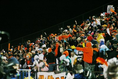 fans celebrate the final touchdown of the season