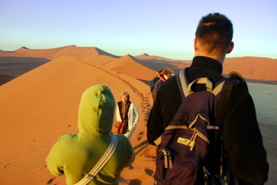 Walking across the top of the dune...