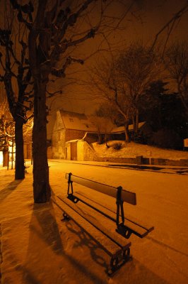 Winter under street lights