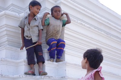 Children Playing on Stuppa in Buddhist Monastery.jpg