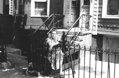 Richard's grandma Anna - mother's side, in front of her house on St. Mark's Avenue, Brooklyn (1946)