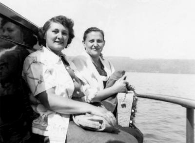 Hilda with her cousin Lillian (Lilly Tanta Becky), daughter of grandma Anna's sister Becky - at Seneca Lake, NY  (circa 1950)