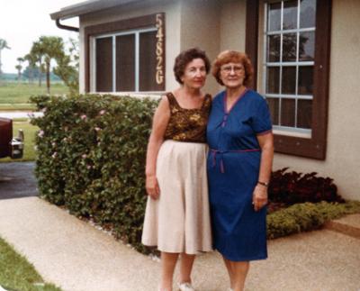 Hilda (Richard's mother) on right and her friend Mildred - mother of Richard's close friend Ken - in Florida. (1980's)