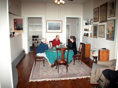 Pam, Ken and Judy in Pam and Ken's house, Cobble Hill, Brooklyn