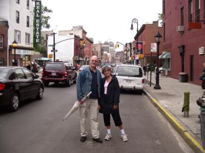 Judy and Ken on a street near downtown Brooklyn