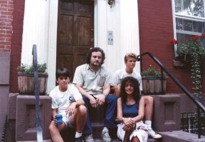 Left to right: Steve, Richard, Judy and Ted in front of Ken & Pam's house in Cobble Hill, Brooklyn (1988)