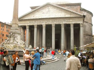 Pantheon: Roman temple of all the gods. Built in 120 a.d. Only ancient Roman building remaining intact.
