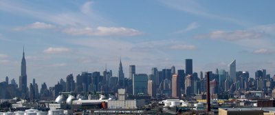 Part of the Manhattan skyline as seen from the Brooklyn-Queens Expressway near the Kosciuszko Bridge
