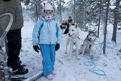 Claudia with the Husky's