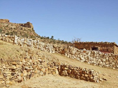 Carefully terraced walls lead to the Church below