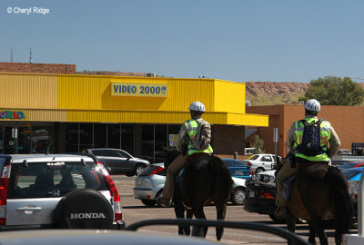 5115- Mounted Police patrol the town of Alice Springs