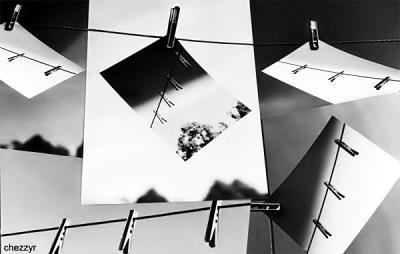 pegs on a line (black and white composite)