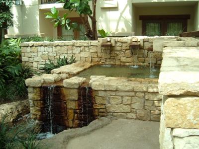 Indoor waterfall area