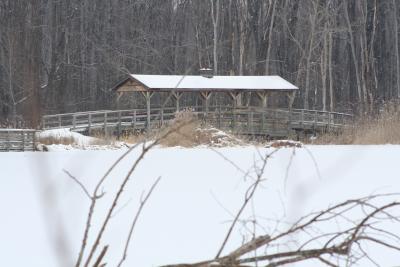 Covered walking bridge....nice place to fish off of.