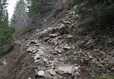 Rock Slide on Packwood Lake Trail, Wider view