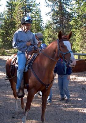 Davora Bills riding Kalee Wright's horse Cotton