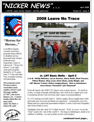 April 2008 Lewis County Chapter Newsletter
