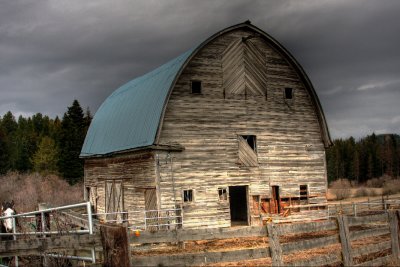 Blue roof barn