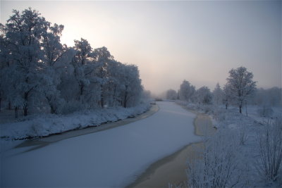 The channel in hazy december light