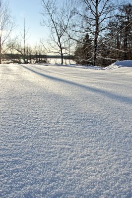 Sundown over a snowy field
