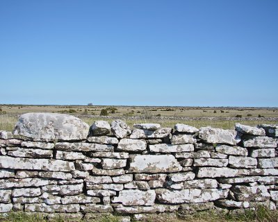 Old limestone wall on the plains of southern land